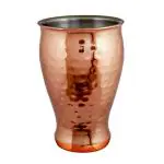 AYURVEDACOPPER Stainless Steel Copper Plating Tall Hammered Tumbler for Beer/ Thandai/ Lassi Glass - Antique Copper