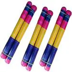 IAgri Wooden Multicolor Dandiya Sticks for Garba - 3 Pair - Navratri Special / Festival / Functions for Garba and Kolattam Dance / Music Sticks