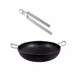 Kitchen Shopee Iron Deep Kadai/Frying Pan Kadhai Cooking Heavy Base 8 Inch 20 Cm 1.5 Liter