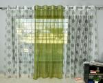 Shine Creations Green Tissue Self-Design Transparent Window Curtain 122 cm x 152 cm - Pack Of 3New