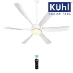 KUHL Platin D16 Stylish BLDC Fan | Low Power 30W | High Air Flow | 6 Aerodynamic ABS Blades | Low Noise | Down Light | 1200 mm sweep | Operate on Remote-Mobile-Alexa | Reverse Mode |5 Star Rated|White