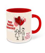 Whats Your Kick Happy Wedding Anniversary Wishes Cute Couple Design Red Ceramic Coffee Mug 325 ML