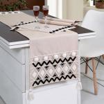 ODE & CLEO Back Sheeting Lining in Front Shaneel Dori Embroidery Technique Ivory/Black Premium Cotton Eco-Friendly Versatile Table Mat & Table Runner Set