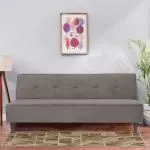 SOLISPRIMUS-COMFORT FOR ALL Fully Upholstered 3 Seater Single Solid Wood Fold Out Sofa Sectional Bed - Grey