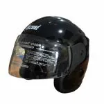 Ascone Euro 2 open face helmet, ISI certified Helmet for men, women and kids (Size L, Gloss Black)