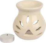 PeepalComm Ceramic Oil Burner Aroma Diffuser, (White) -Set of 1 with 2 Tlight,1 oil Free Aroma Oil, Diffuser (10 ml)