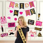 Zyozique Bachelorette Party Decorations Kit - Banner, Photo Booth Props with Sash (Pack of 17)