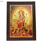 Hawai Gold Plated Maa Durga Sherawali Photo frame for Worship Use 36x26cm SFDI79BLKFRM