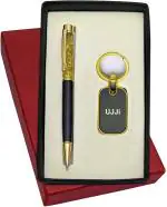 UJJi Golden Gel Filled Brass Ball Pen & Keychain