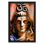 RITWIKA ART AND CRAFT Multicolored Modern Art Shiva Meditation Painting Engineered Wood Black Frame Size 9.5 x 13.5 Inch, Set of 1