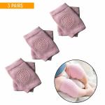 Safe-o-kid Crawling Baby, Toddler, Infant Anti-Slip Elbow And Knee Pads/Guards-Pink Pack of 3