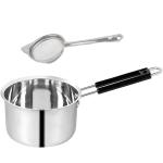 IDEAL PRIME Heavy Guage Aluminium Sauce Pan And Tea Stainer Combo Rust Peoof Milk pan Tea Pan Tapeli Danka Chai Chalni With Heat Resistant Handle Cookware Pack Of 2