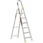 Prime Premium Aluminum 6 Steps (5+1) Foldable EN-131 Certified Ladder with Serrated Steps and Strong Platform