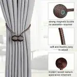 GOROFY Magnetic Curtain Tiebacks, Modern Curtain Holdbacks Drape Tie Backs Buckles Weave Ropes