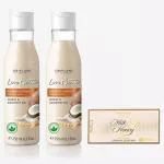 SMART BEAUTY Oriflame LOVE NATURE Conditioner for Dry Hair Wheat & Coconut Oil 250 ml (pack of 2) with MILK & HONEY Soap 100 g (3 Items in the set)