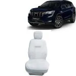 Kingsway Towel Fabric Car Seat Covers for Mahindra XUV 700 7 Seater, 2021 Onwards Model, Material: 100% Cotton, Color : White, Complete Set of All Seats (Car Specific Front + Rear Seat Covers)