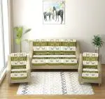 SSDN Premium Quality New Design Poly cotton Net Fabric 5 Seater Sofa Cover Set, Multi Sofa Slip Cover for Living Room