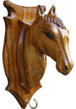 BK ART & CRAFTS Golden Brown Wood Horse Head Showpiece