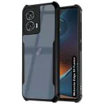 Fashionury Shockproof Crystal Clear Back Cover Case for Motorola Edge 50 Fusion | 360 Degree Protection | Protective Design | Transparent Back Cover Moto Edge 50 Fusion (Black Bumper)