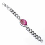 SHREE HANUMAN ENTERPRISES Pink Lace Agate Silver Handmade Jewelry Bracelet 0.86