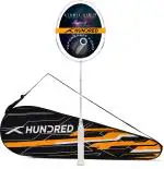 Hundred White, Blue Carbon Unstrung Badminton Racquet, 77 G