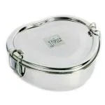 JVL Silver Stainless Steel Small Heart Shape Single Layer Tiffin Box With Inner Plate