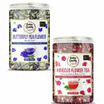 Online Quality Store Organic Hibiscus Flower Tea and Butterfly Pea Flower Tea Combo- 200g(100g x 2 Pack)| Caffeine Free Herbal Tea | Premium Hibiscus Tea|Blue Pea Tea| Reduce Stress, Improve Digestion