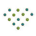 Comet Busters Green, Blue Round With Gold Beads Border Bindi For Women