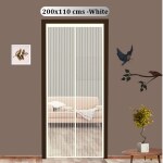 Classic Mosquito Net Polyester Magnetic Screen Door Mesh with Hook & Loop 200 cm x 110 cm - Ivory