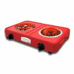 Orbon Double 1000W + 1250W, 2 Burner Electric G Coil Cooking Stove |Induction Cooktop| Hot Plate|Heater, Red