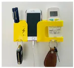 Tech Gear Plastic Wall Hanging Mobile Holder Wall Mount With Adhesive Strips, Charging Holder Compatible With Iphone, Smartphone Ac Tv Remote