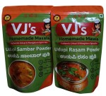VJS HOMEMADE MASALA - Udupi Rasam Masala Powder + Udupi Sambar Masala Powder 400 grams (Pack of 2, Each 200gm), Zip Lock Pack