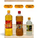KAYAL - COMBO OF 3 (Groundnut oil 1 Ltr, Gingelly/Sesame Oil 1 Ltr, Ccoconut oil 500 ML) - PACK OF 3