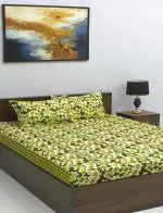 Rubix Home Mesmerize 144 TC Microfiber Green Double Bedsheet (220cmX220cm) With 2 Pillow covers (46cm X 46cm)