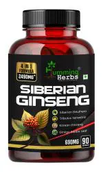 Humming Herbs Siberian Ginseng | Energy Boosting, Immune Supporting & Performance Enhancing | Includes Ginkgo Biloba Leaf, Tribulus Terrestris & Korean Eleuthero Root Extract Ginseng- 2490mg - 90 Cap