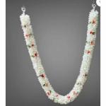 SHREE BALAJI ENTERPRISES Unique Fabric Cloth Flower Mala for God Statues and Photo Displays | White