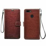 ERIT OnePlus 5T Brown Leather Shock Absorption Wallet Stand Flip Cover