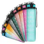 SAMEZONE Unbreakable Silicone Water Bottle 1 Liters with Motivational Time Marker, Leakproof Durable BPA-free Non-Toxic Water bottle for home, office, gym (multicolor)