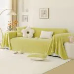 HOKIPO Luxury Rabbit Plush Sofa Cover, Sofa Throw for 3 Seater Sofa, 180(D) x 310(L) cm, Pastel Green (AR-5084-GRN)