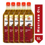 Pinkcity Mustard Oil 5Ltr| Kachi Ghani| 1 Litre x 5 Bottles| Wooden cold pressed
