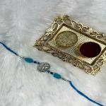 Mahi Vighnaharta Ganpati Rakhi with Blue Crystals for Brother, Bhai, Bro, Bhatija, Boy, Kids (RA1100768RBlu)