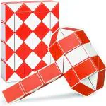 TOYDEN Kipa Gaming Twist Puzzle Magic Snake Cube 60 Pieces Blocks Geometric Brain Teaser Ruler Toy (Red, White)