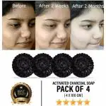 BADA HAIR Activated Charcoal Bath Soap for Deep Clean and Anti-pollution Effect, 100g (Pack of 4)