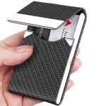 Zibuyu Business Card Case Holder Metal Visiting Card Case Classy Card Holder For Women & Men Pu Leather Wallet Slim Card Case With Metal Magnetic Clasp, 20 Cards (6X9.5Cm) - Black