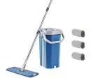 STE SHREE TAPI ENTERPRISE Mop with Bucket for Floor Cleaning|Flat Mop with Telescopic Stick for Cleaning Floor|Wet & Dry Cleaning Operation with Self Clean System|Equipped with 2 Microfiber Pad|Small