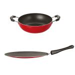Nirlon 2 pcs of Red and Black Non-stick Aluminium Kitchenware Combo Set, Standard