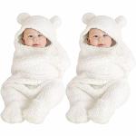 BeyBee White 3 in 1 Baby Blanket Wrapper cum Sleeping Bag 68 cm x 72 cm (0-9 M) 2 pcs