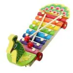 ShopiMoz Wooden Peacock Musical Instrument Xylophone Toy with 8 Note, 1 Xylophone, 2 Sticks ( Xylophone Guitar Pack of 1)