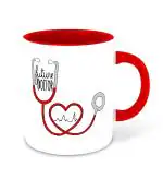 Whats Your Kick Future Doctor Theme Stethescope Design Printed Red Ceramic Coffee and Tea Mug 325 ML
