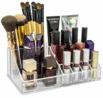 Inditradition 16 Compartment Cosmetic, Makeup, Lipstick, Nail Polish Storage Organizer (Acrylic, Transparent)